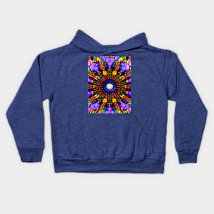 Crystalline Stained Glass Flower Mandala Kids Hoodie